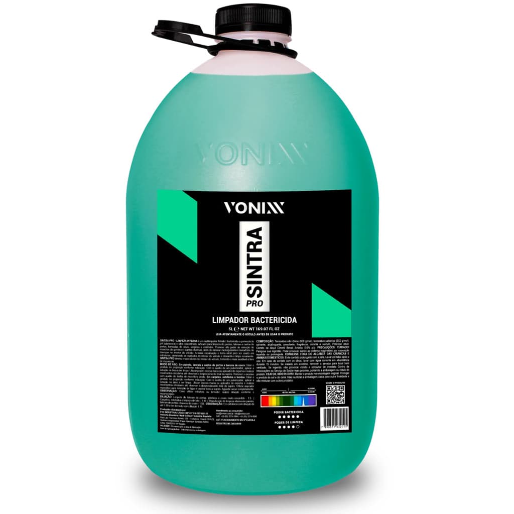 Vonixx Sintra Pro Multilimpador Automotivo 5L Ação Bactericida, Desengraxante e Desinfetante
