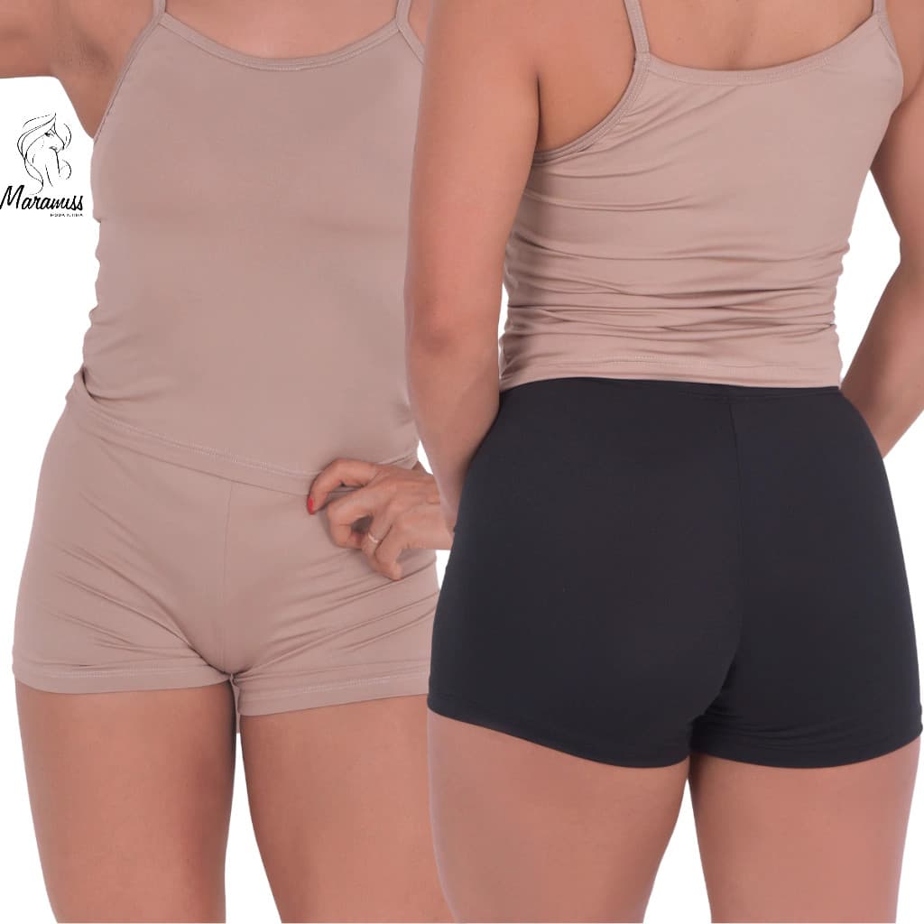 Kit 2 Shorts Segunda Pele Curto Feminino Intimo Zero Transparência Lisa Conforto Cueca Feminina