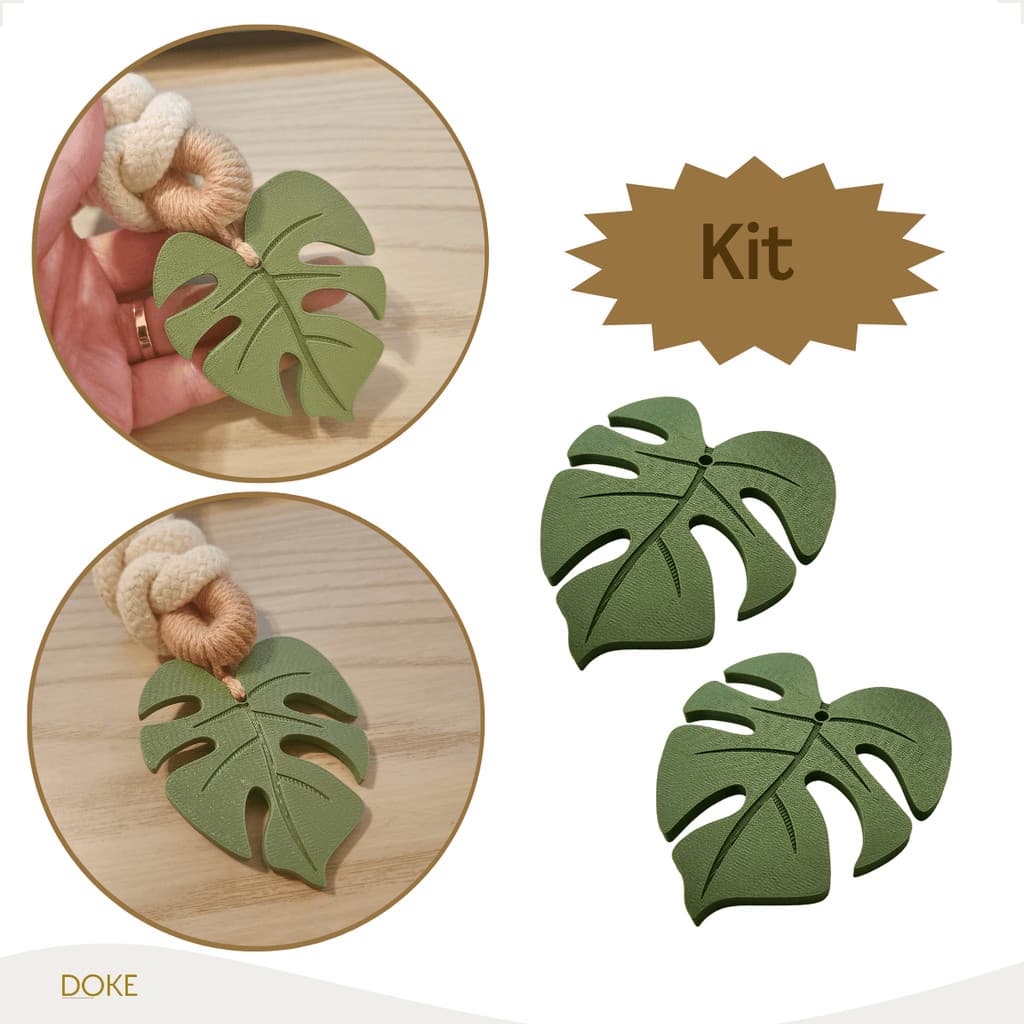 Kit 2 Pingentes 7cm Folha Costela de Adão p/ Artesanato Decorativo / Contas, Entremeios e Miçangas