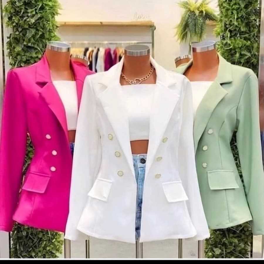 Blazer Feminina Alfaiataria Casaco Social Com Botão Tendências Estiloso Envio Rápido