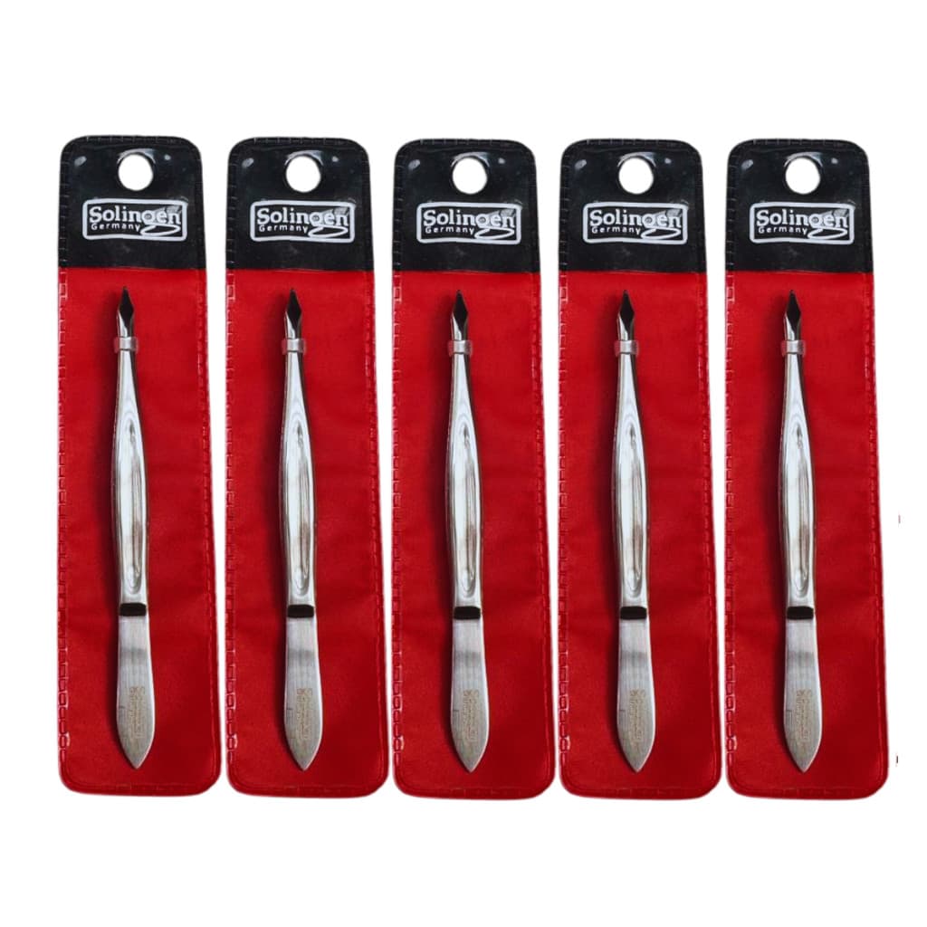 Kit 5 Pinça Solingen Ponta Triangular Prata Profissional Design
