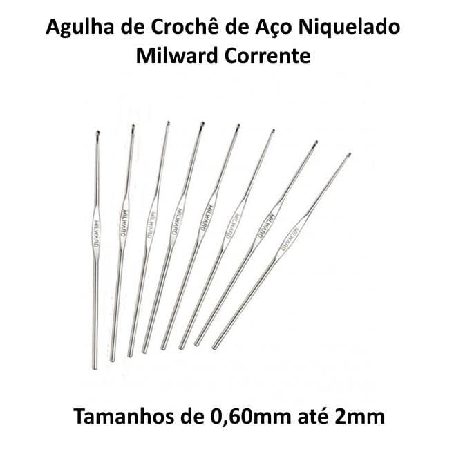 Agulha de Crochê em Aço Niquelado Milward Corrente (0,60 a 2mm)