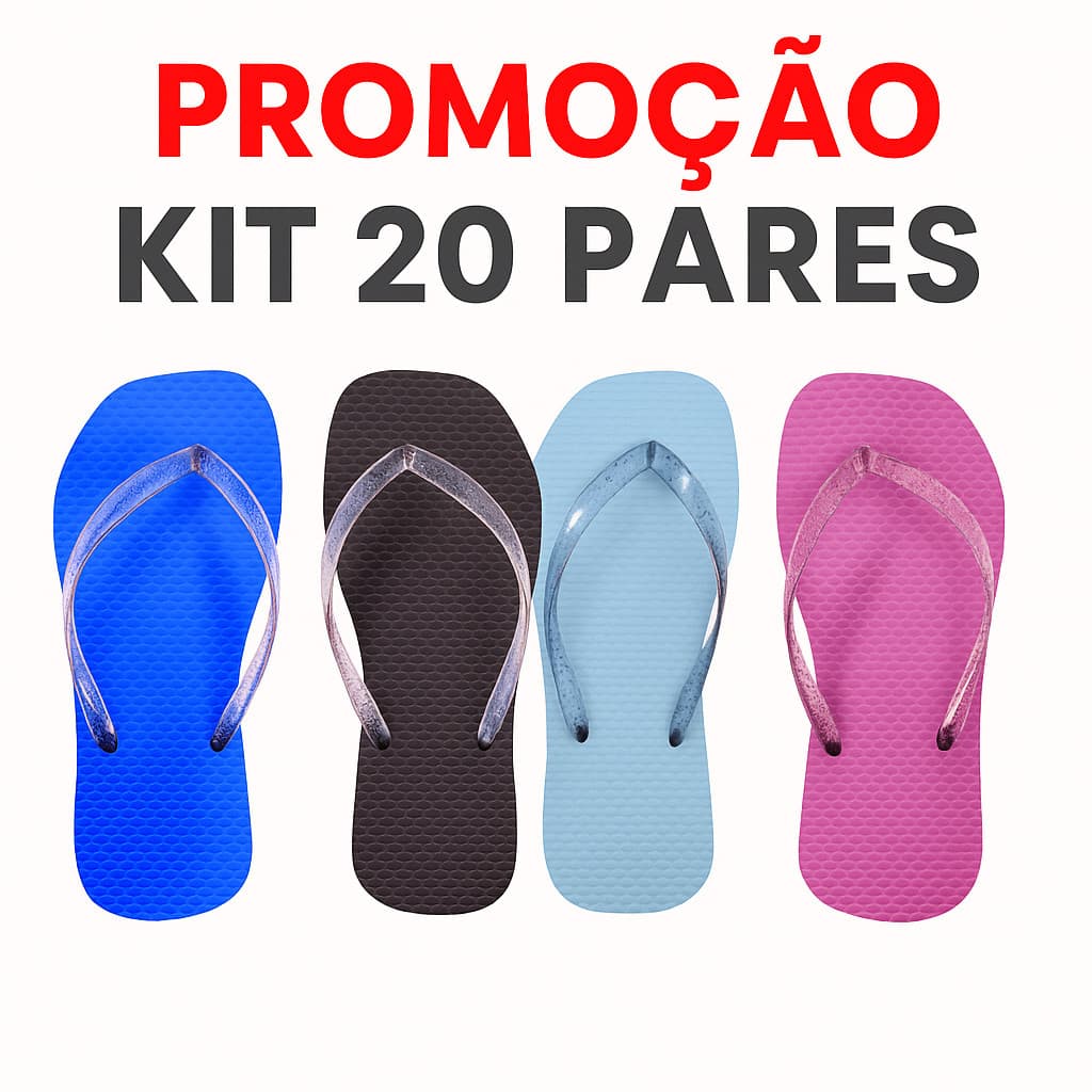 KIT 20  pares chinelos bico quadrado feminino de dedo borracha nao tem marca