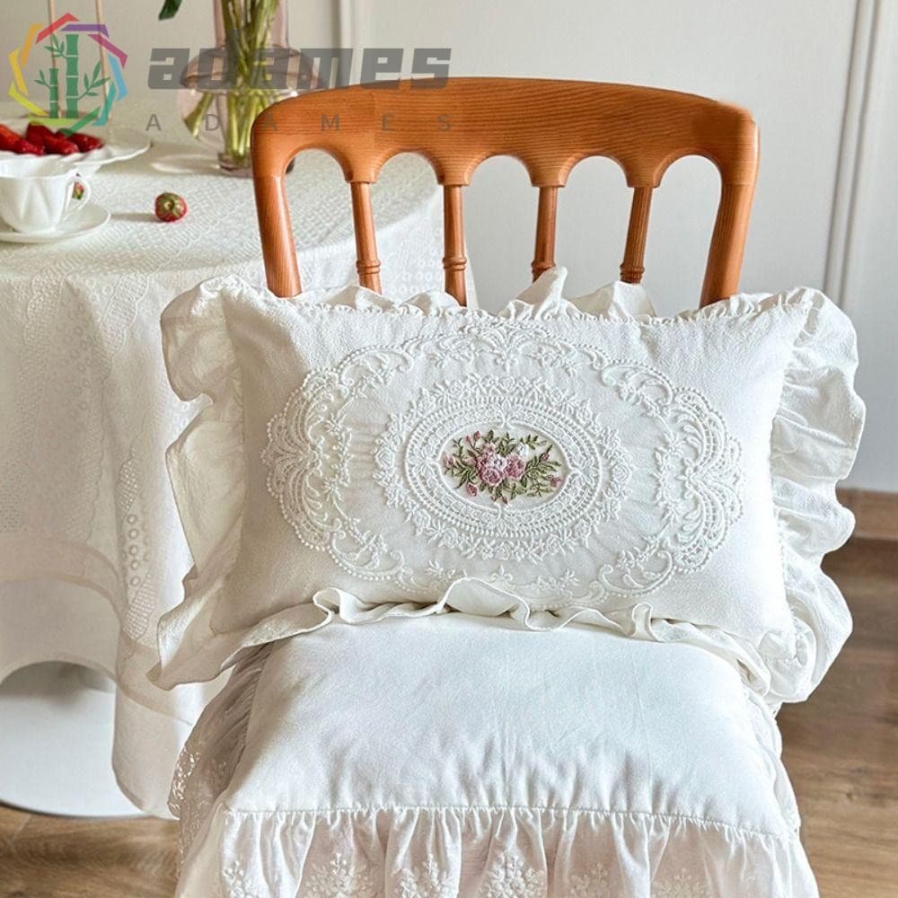 Capa De Almofada De Renda Francesa ADAMES , Com Fronha De Algodão Branco Macio Babados De Lótus , Cama , Material Lavado