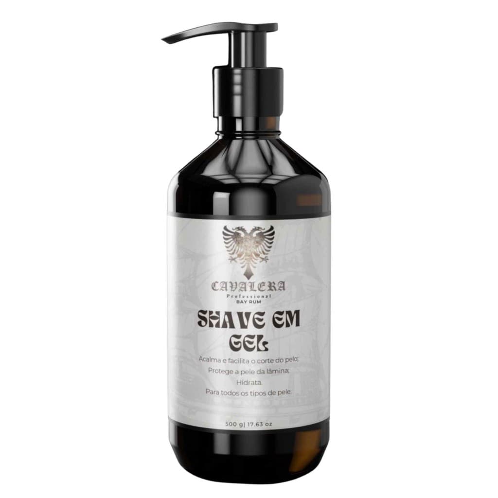 Shave em Gel Cavalera Bay Rum 500ml Hidrata Pelos Ajuda Deslizar Lâmina Barbear