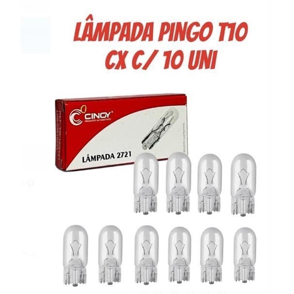 Kit lampada T10 halogena Pingo esmagada 12v/5w cinoy - cx c/10uni