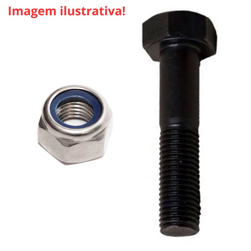 2 Parafusos Sextavado 14x130 Aço 8.8 MA - Rosca Parcial + porcas parlock autotravante