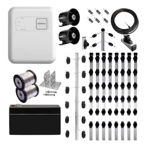 Kit Cerca Elétrica Industrial Intelbras ELC 6012 NET Wi-Fi:  2 Sirenes e Hastes Industriais