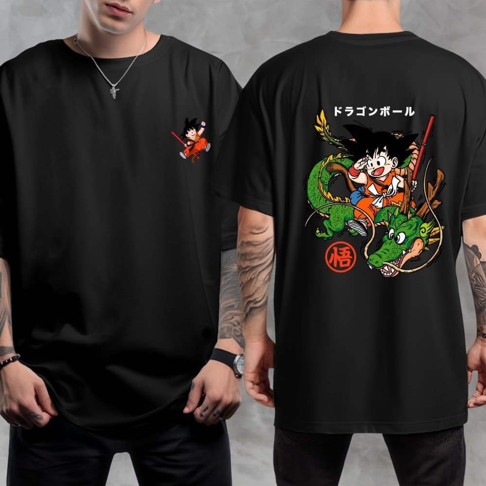 Camiseta Masculina Estampada Dragon Ball Goku e Shenlong Camisa 100% Algodão
