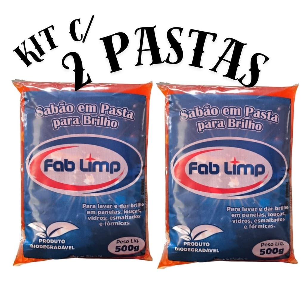 PASTA DE BRILHO FAB LIMP 500G KIT C/ 02 PASTAS