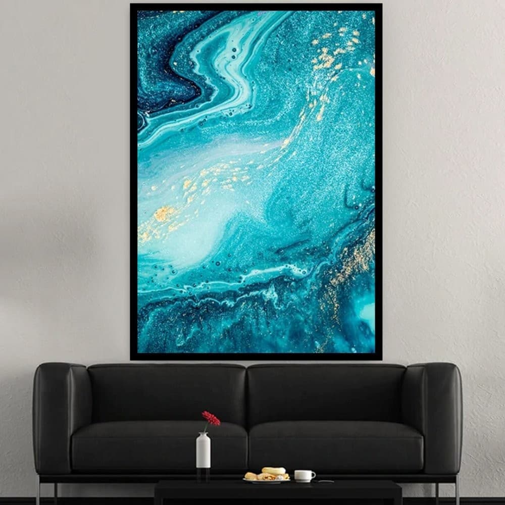 Quadro Decorativo GRANDE Alta Resolução Para Sala Quarto Escritório Quadro  Abstrato Azul