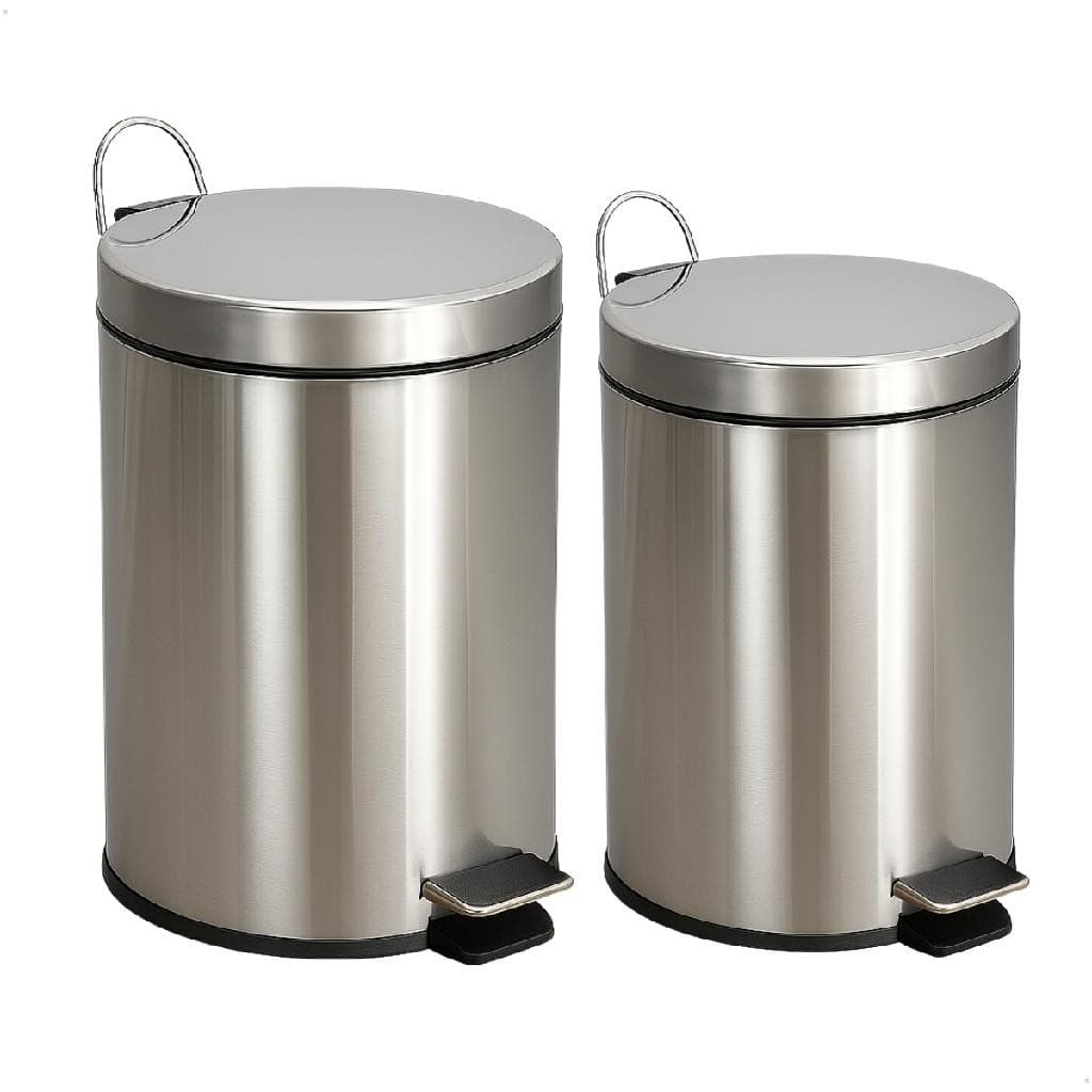 Kit 2 Lixeiras Aço Inox De 3l E 5l Cromada Crie Construa