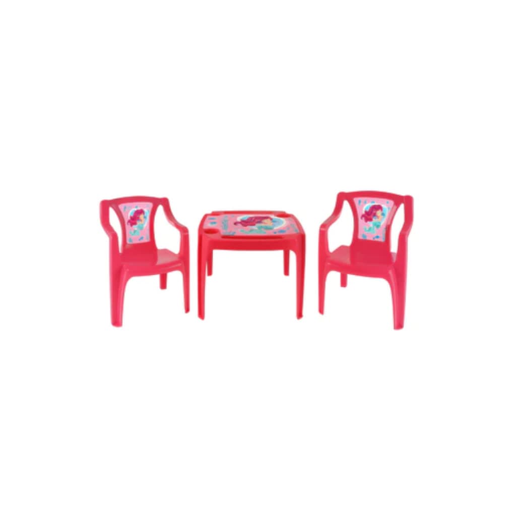 Kit Mesa + 2 Cadeiras Infantil Personagem Sereia Rosa Arqplast