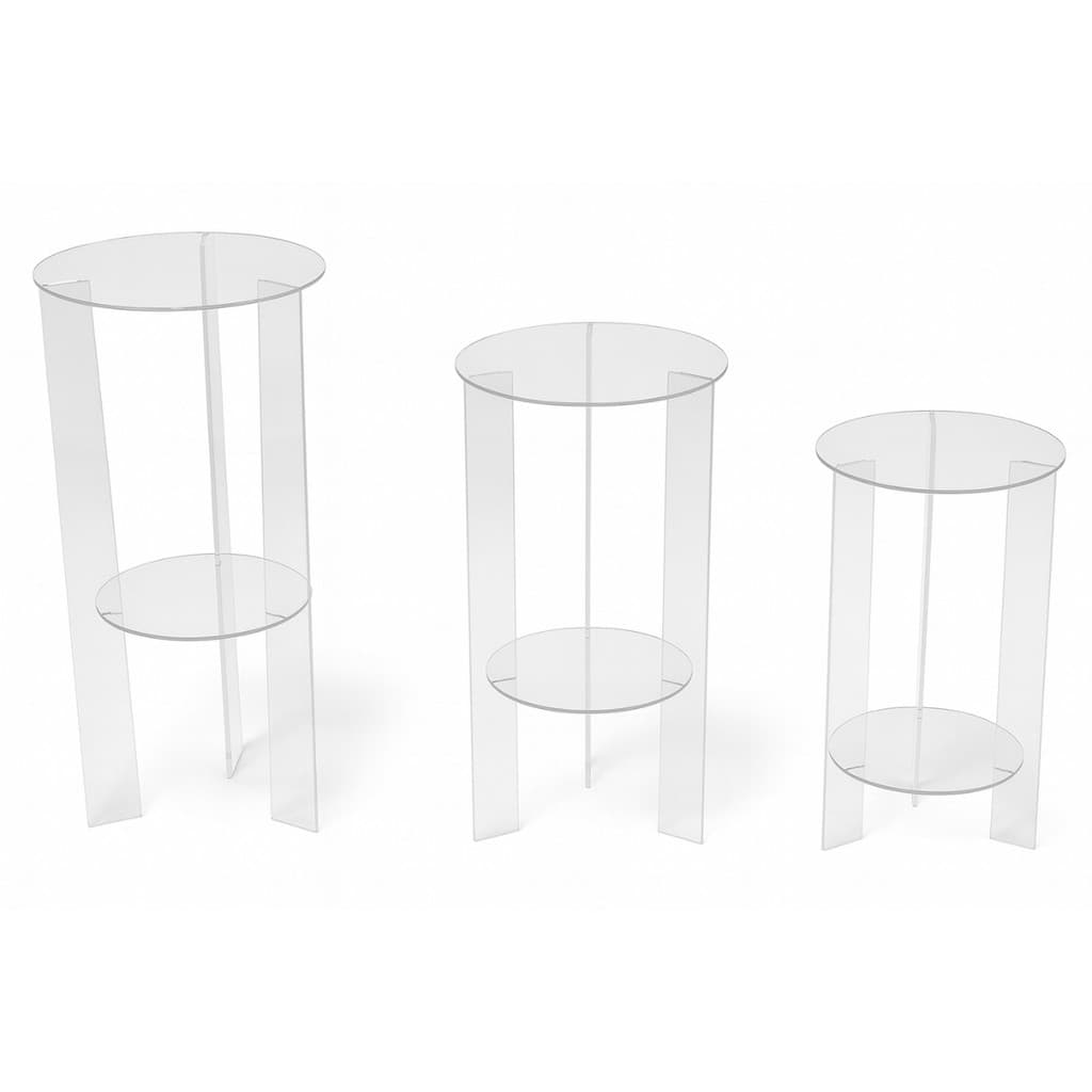 Trio Mesa Acrílico Transparente Cilindro Festa Coluna Elevação