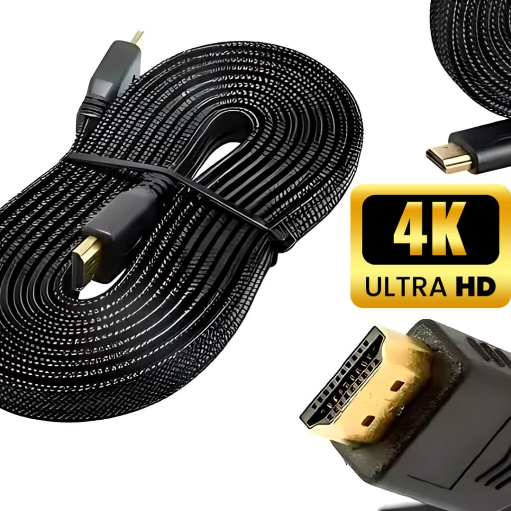 Cabo Hdmi 2.0 2k 4k 2M, 3M, 5M, 10M Metros 3d Full Hd Blindado Alta Resolução Tv Ponta Gold Nylon