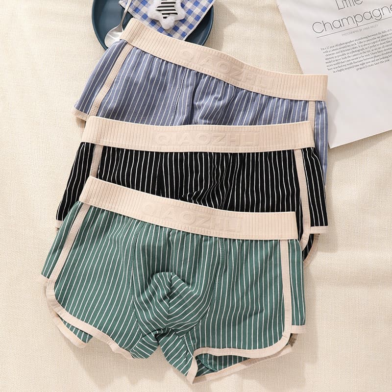 KINGDAFA Listrado Algodão Boxer Breve Para Homem Moda Shorts Macio Cuecas Masculinas