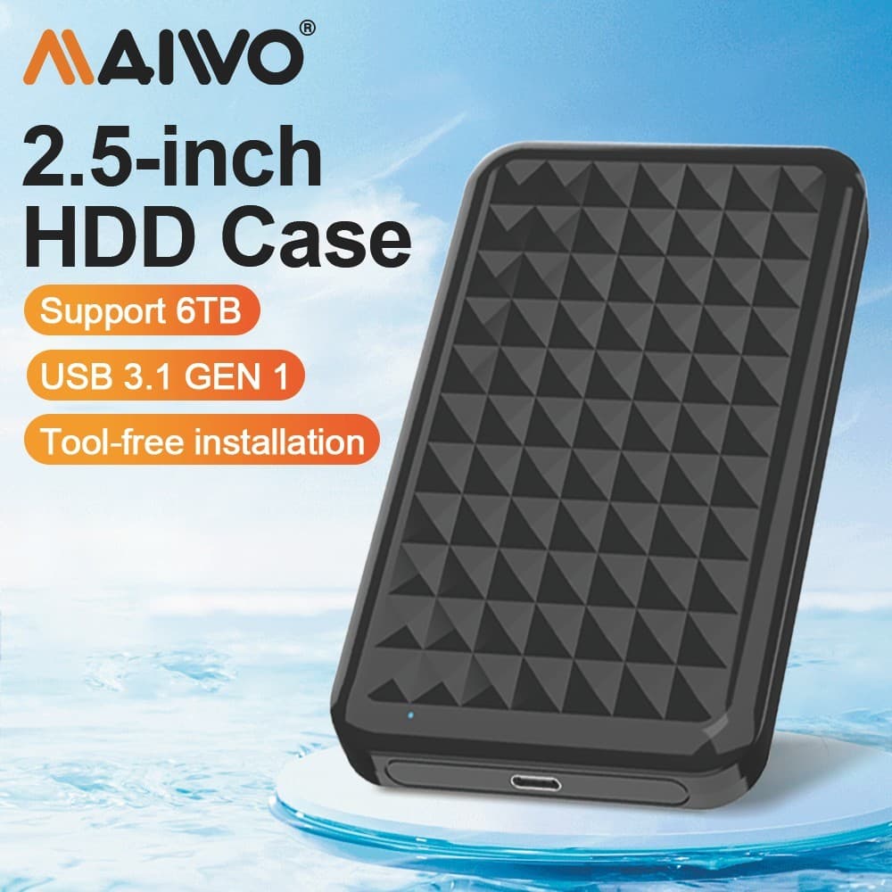 MAIWO 2,5 polegadas Gabinete para HD SATA 3,0 para USB 3.0, caixa externa transparente para HD SSD SATA Tipo C, 6 TB,