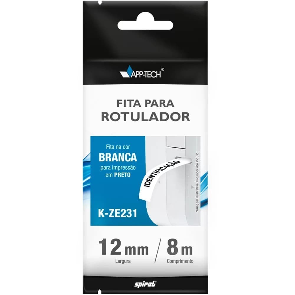 Fita Para Rotulador Brother K-ze231 Branca Escrita Preta AppTech