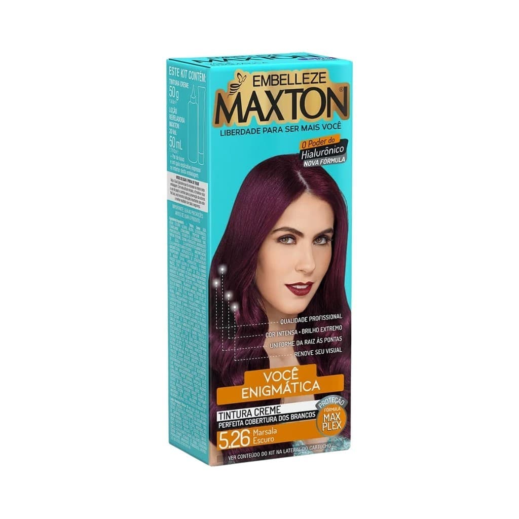 Tintura Maxton 5.26 Marsala Escuro Embelleze Coloração Permanente Profissional MAX PLEX
