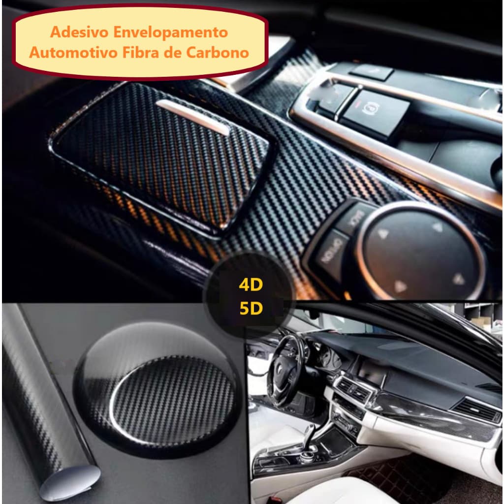 LP94 - Adesivo Envelopamento Automotivo Fibra de Carbono 4D e 5D Preto