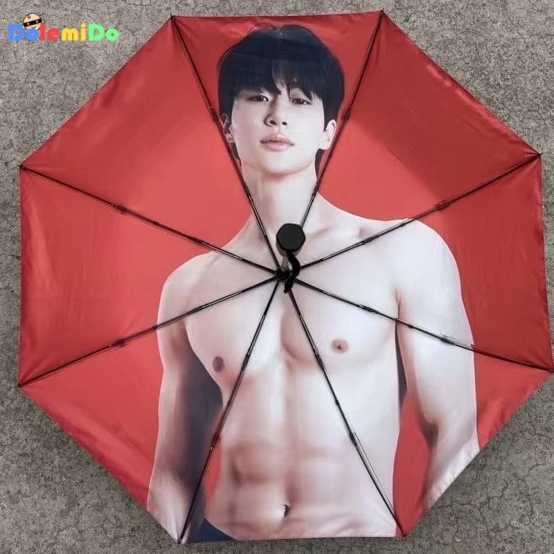 Xiao Hongshu O mesmo tipo de guarda-chuva masculino engraçado Bian Youxi guarda-chuva complicado guarda-chuva de vinil protetor solar protetor solar proteção solar UV ensolarado e chuva guarda-chuva divertido guarda-chuva protetor solar engraçado guarda-c