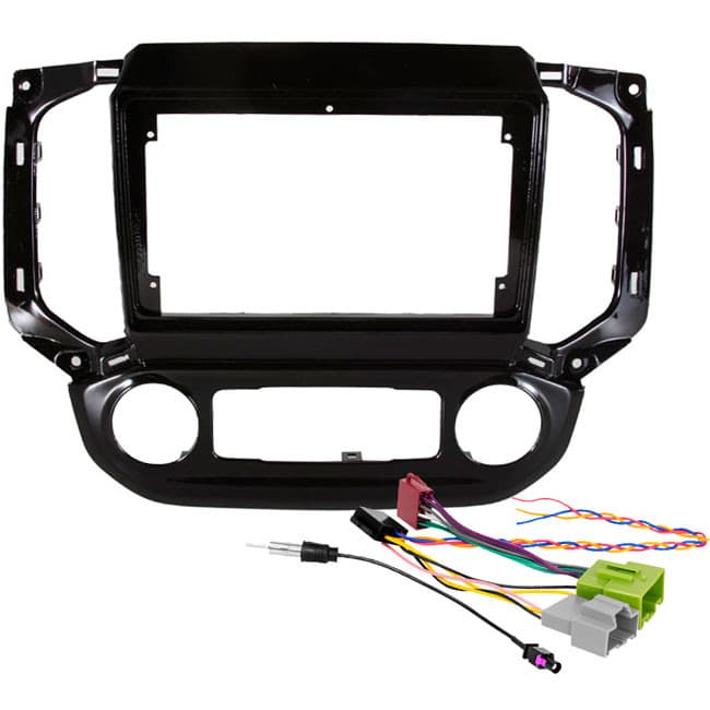 Kit Moldura Painel 9 Pol S-10 Ar Digital 2016 2017 A 2020 2021 2022 2023 2024 2 Din Black Piano Chicote Som Plug Antena