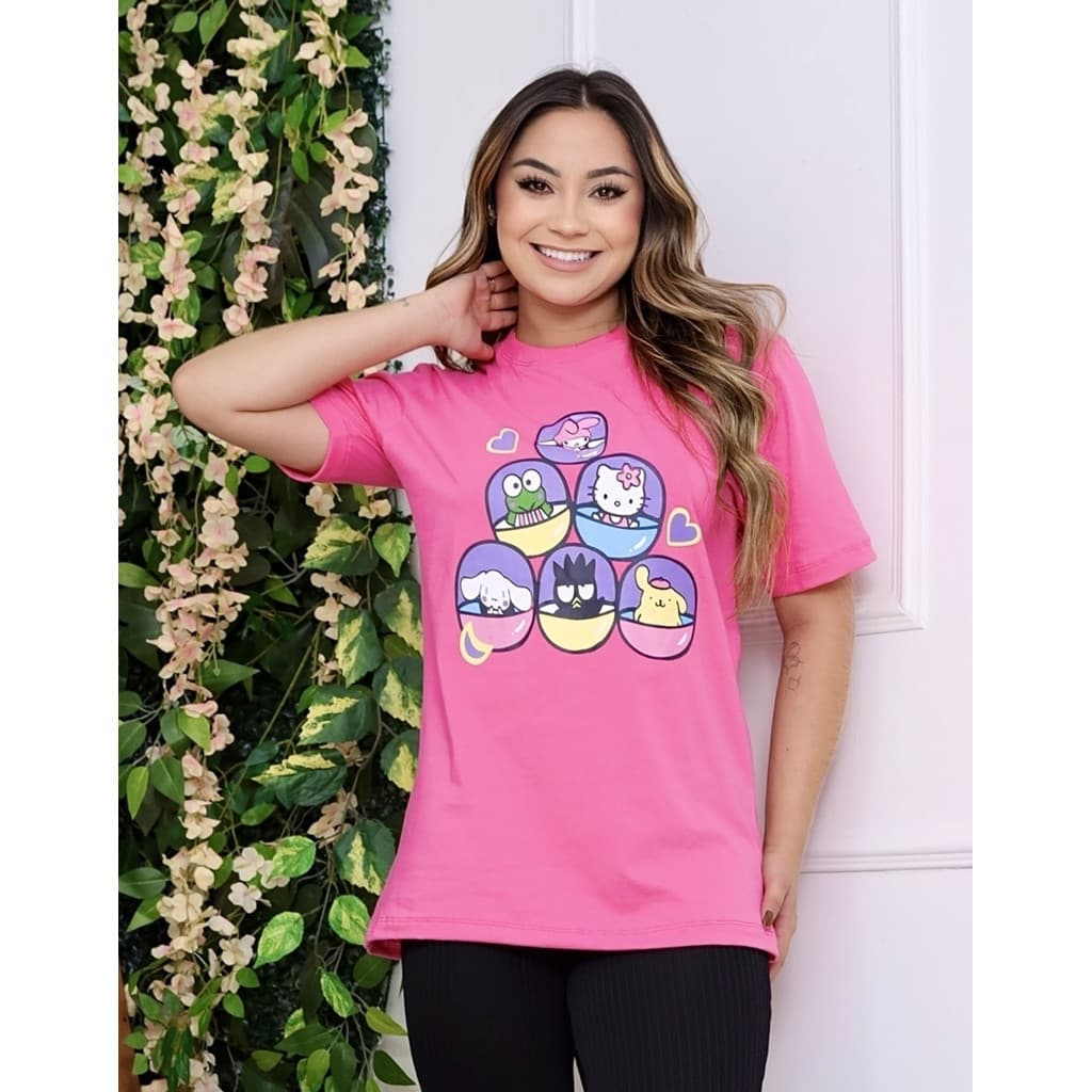 Max Tshirts Turma da Hello Kitty Modelo Oversize