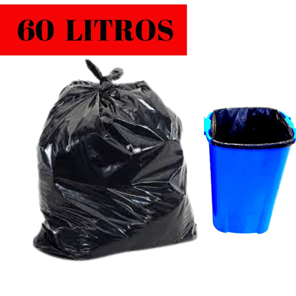 Saco de Lixo 60 Litros Preto 10 Unidades Reforçado Resistente Para Lixeiras  Casa Bares Restaurantes Eventos