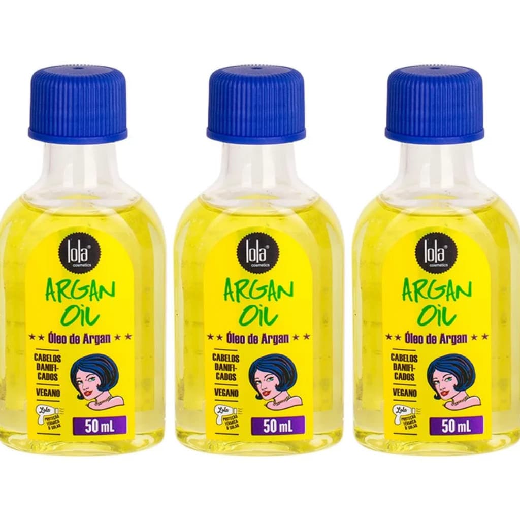 Kit  Óleo Capilar Argan Oil 3 Unidades 50ml Cada - Lola Cosmetics