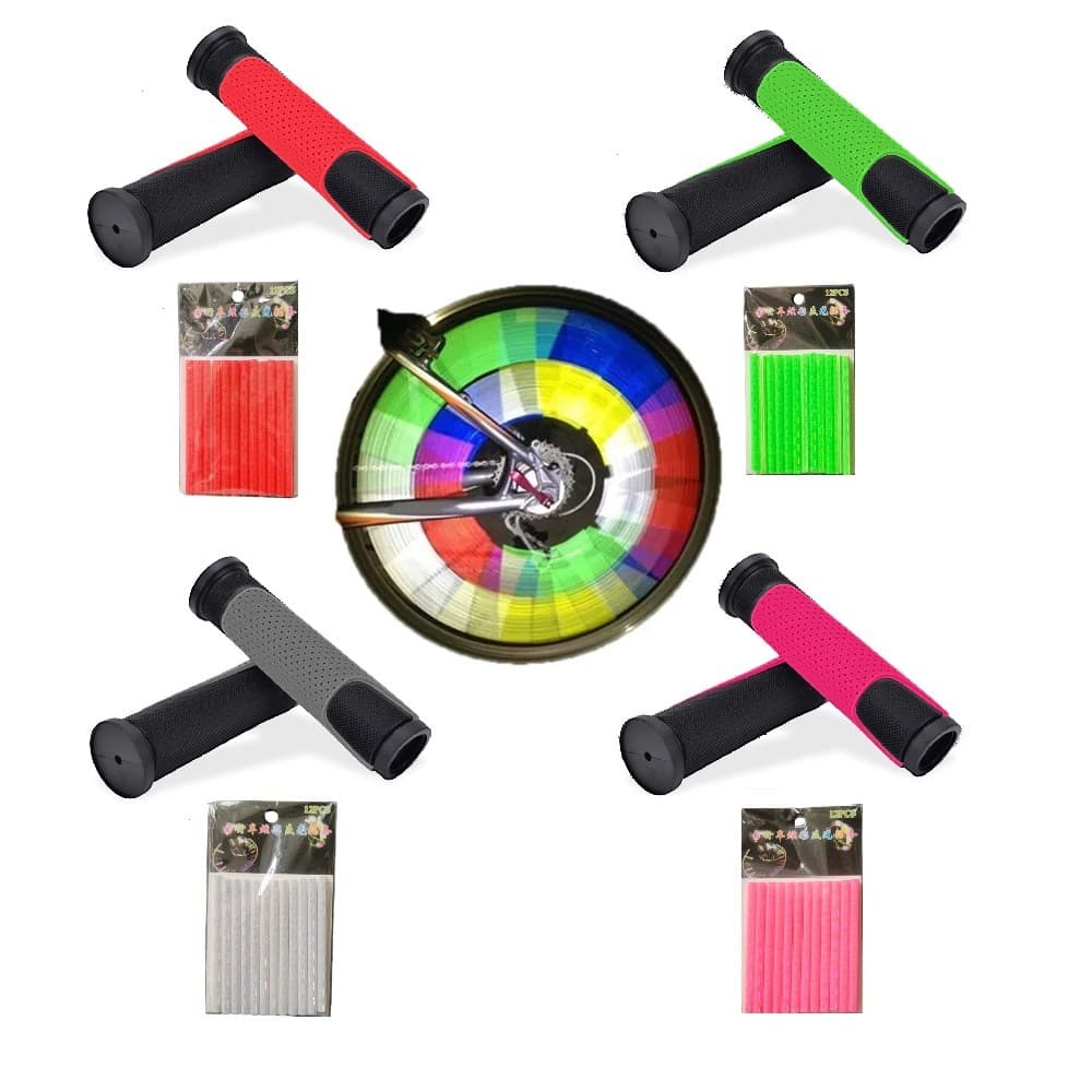 Kit enfeita Bike Manopla e Refletor Várias Cores 12 raios