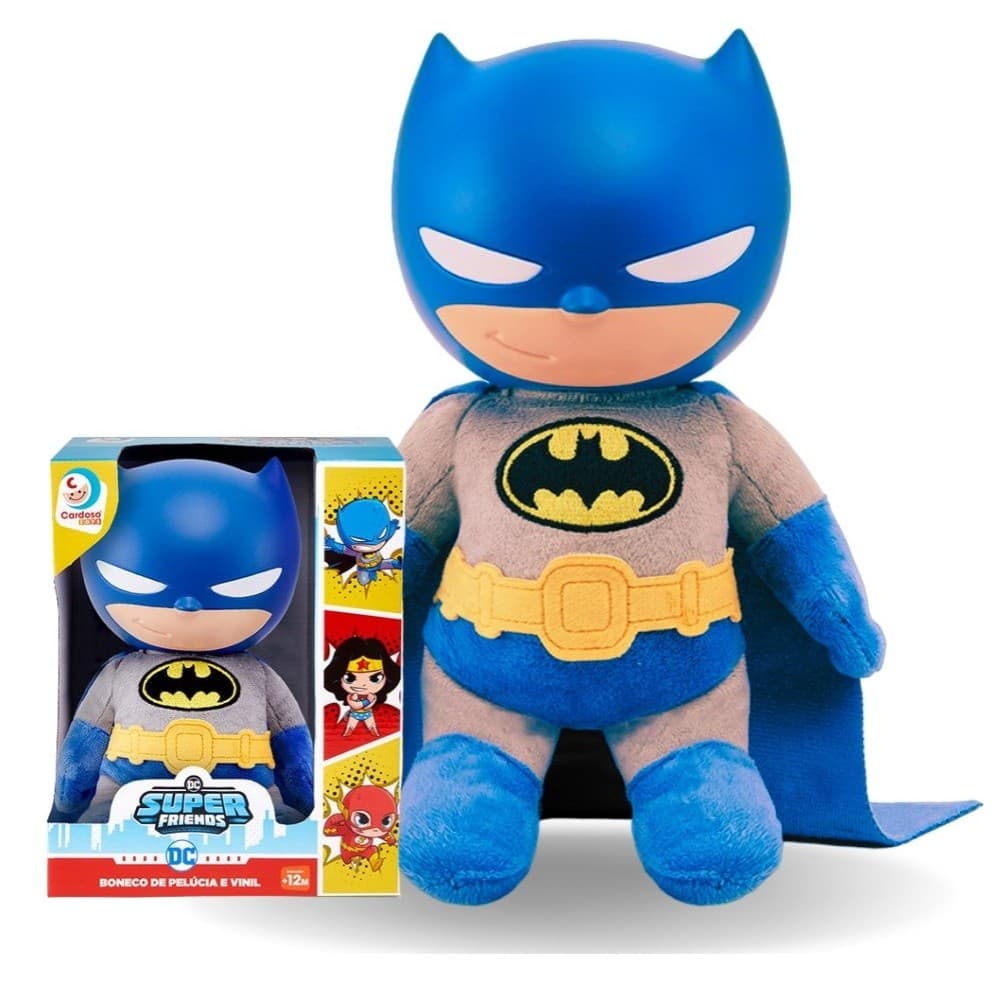 Batman Boneco De Pelúcia Cabeça Em Vinil 25cm DC Super Friends