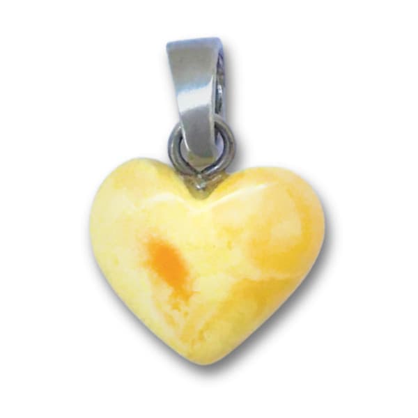 Pingente de Âmbar Coração Butter Polido