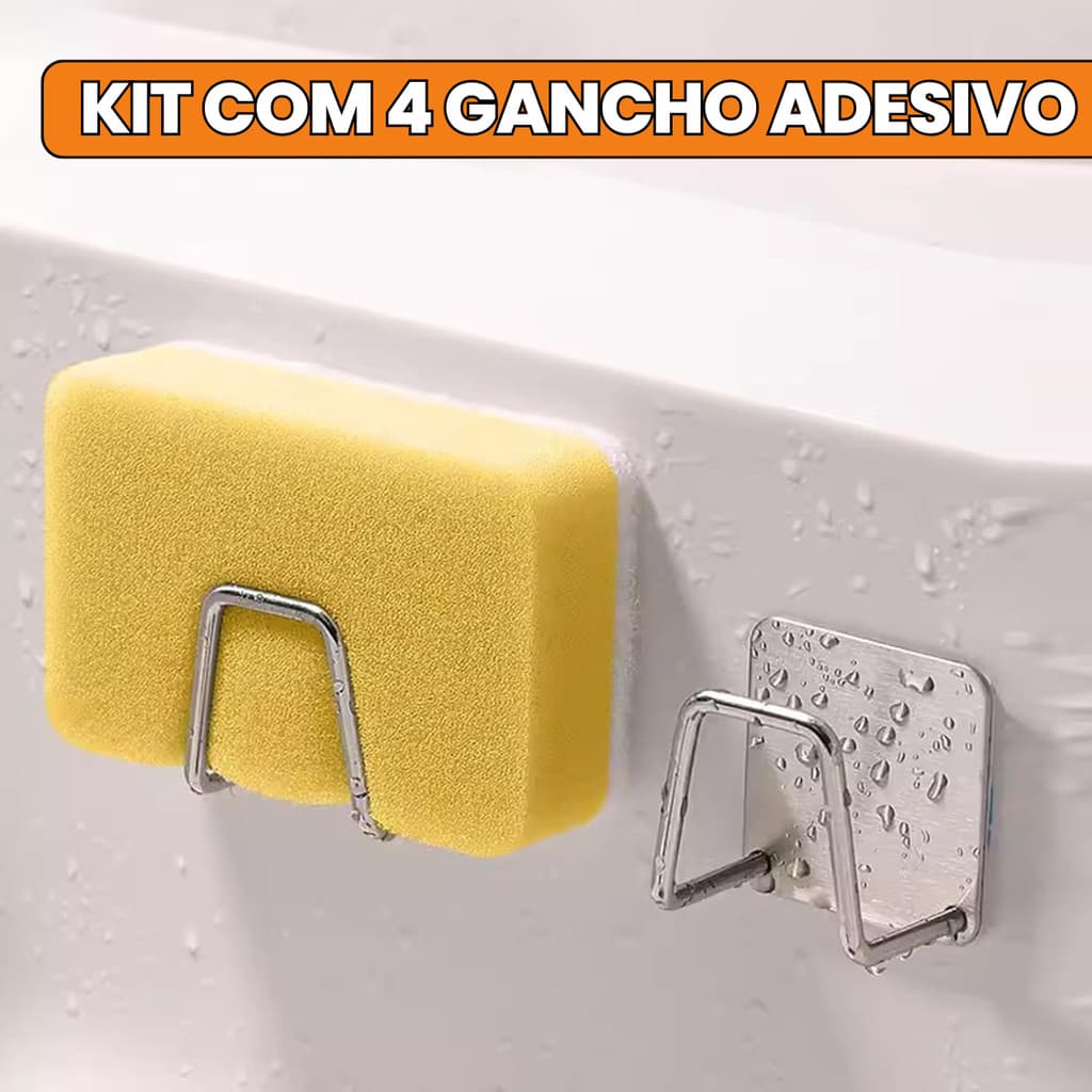 4 Un Gancho Para Esponja Aço Inoxidável Suporte Porta Bucha De Pia Prateleira