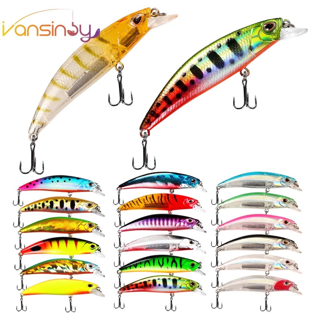 19 Cores Isca Para A Pesca 6,5cm/7g Dura Plástica De Com 2 Anzóis Triplos