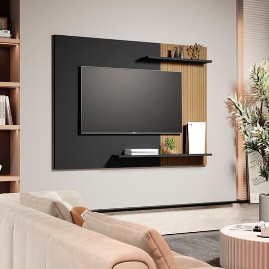 Painel de TV Smart Até 55 Polegadas Eduardo  7117 Cor Preto / Ripado - Comprar Moveis em Casa