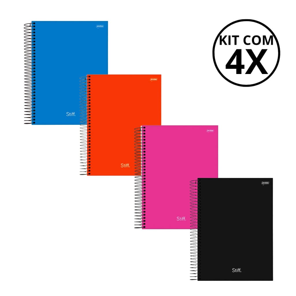 Kit Com 04 Cadernos 10 Matérias Unissex Stiff - JANDAIA