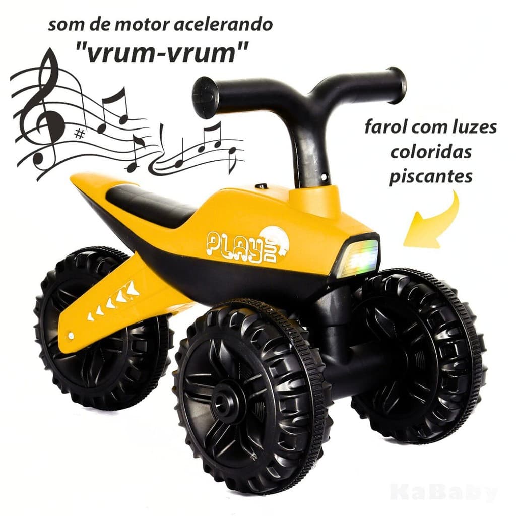 Moto De Equilíbrio Triciclo Infantil Luz Som 3 Rodas Kababy