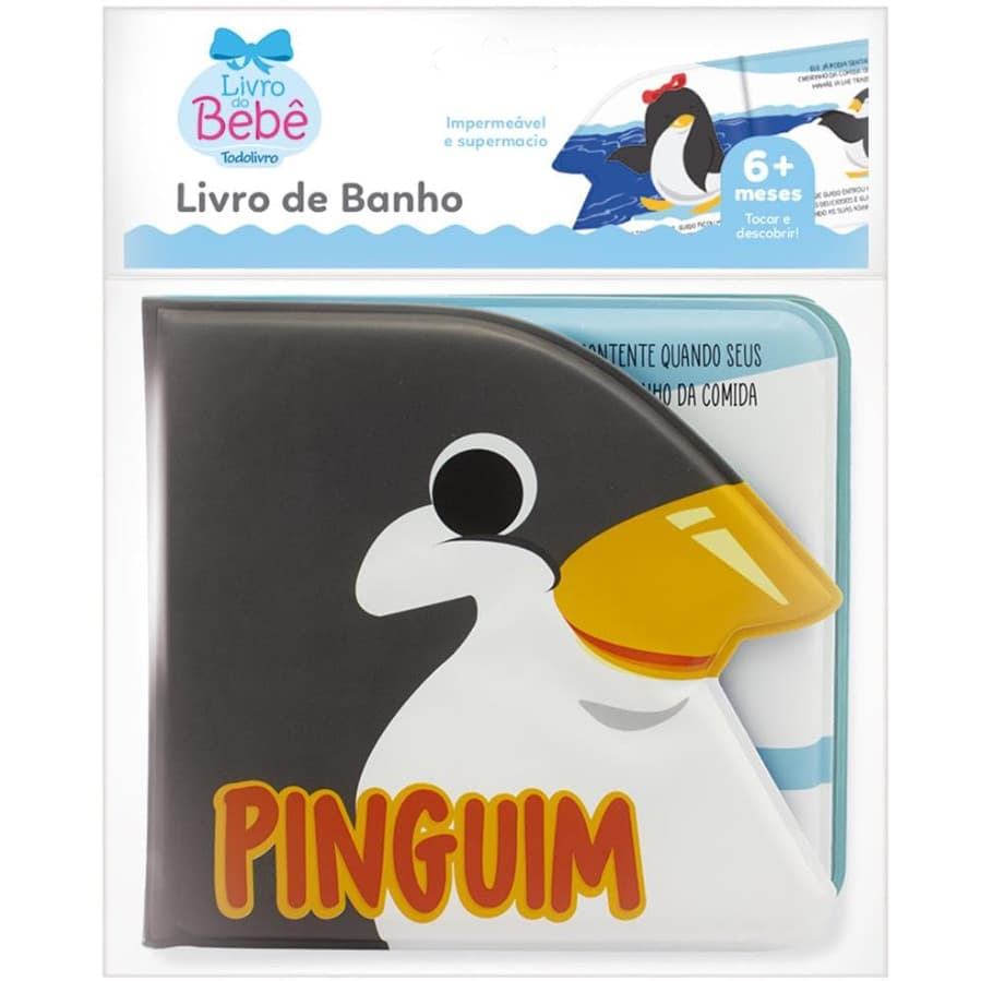Livro Infantil de Banho do Bebê - Amiguinhos do Mar: Pinguim