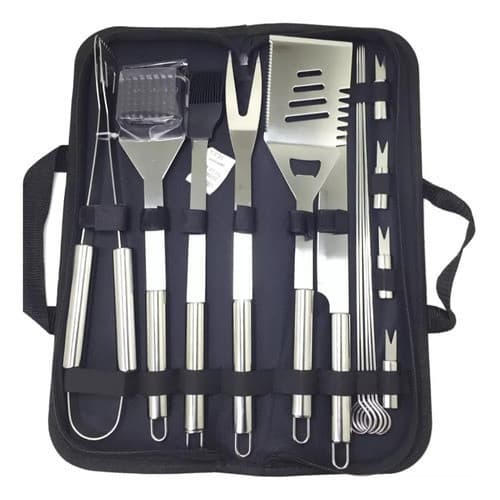Kit Jogo Conjunto Churrasco 15 Peças Inox Para Churrasqueiro