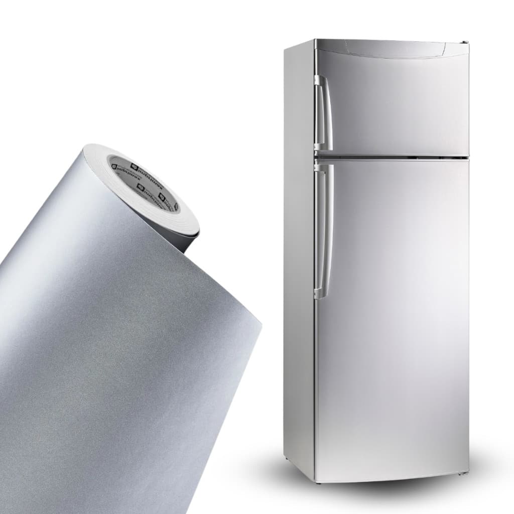 Papel Adesivo Envelopamento Geladeira Prata Inox Corte Completo  de 6x1 metro