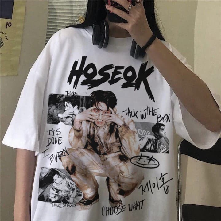 Camisa Branca Bts J-Hope Kpop j Jhope Camiseta 100% Algodão