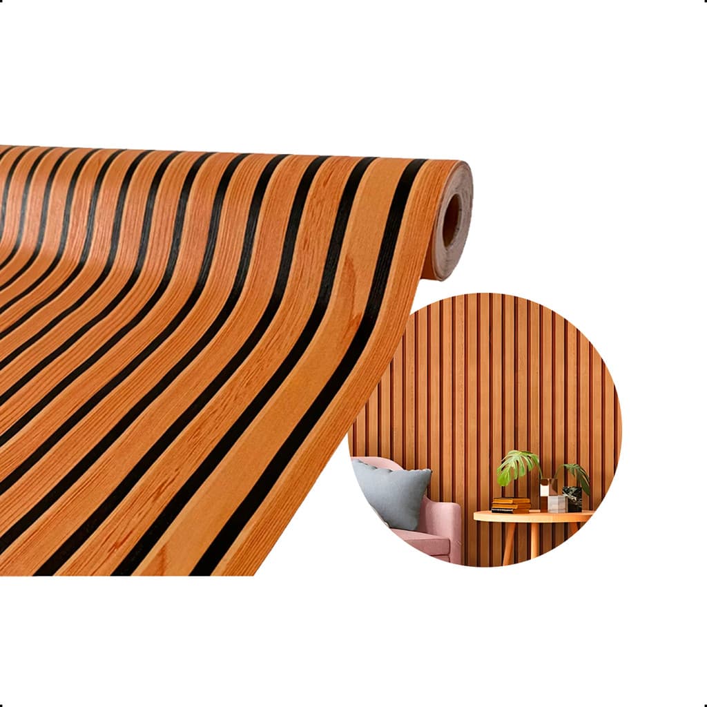 Papel De Parede Madeira Adesivo Ripado 3 Metros x 57 cm Lavável 3d