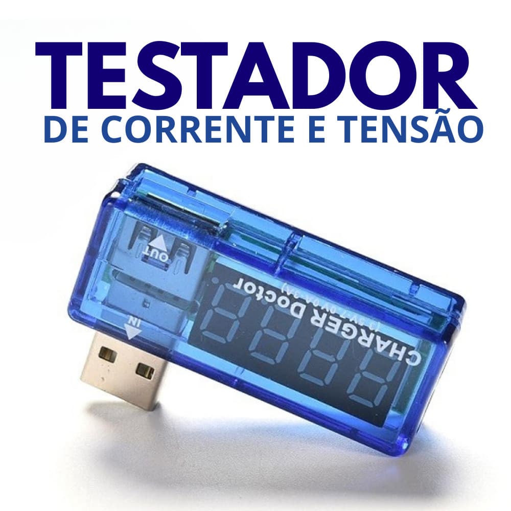 Testador Digital de Corrente e Tensão USB para Dispositivos Eletrônicos, Medidor de Energia e  Carga