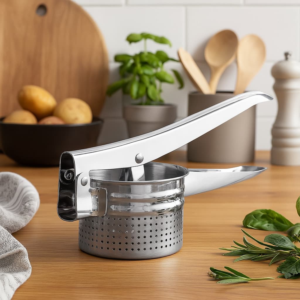 Amassador Batata Tradicional Espremedor Esmagador Inox  Alimentos Cozinha Casa Restaurante Prático