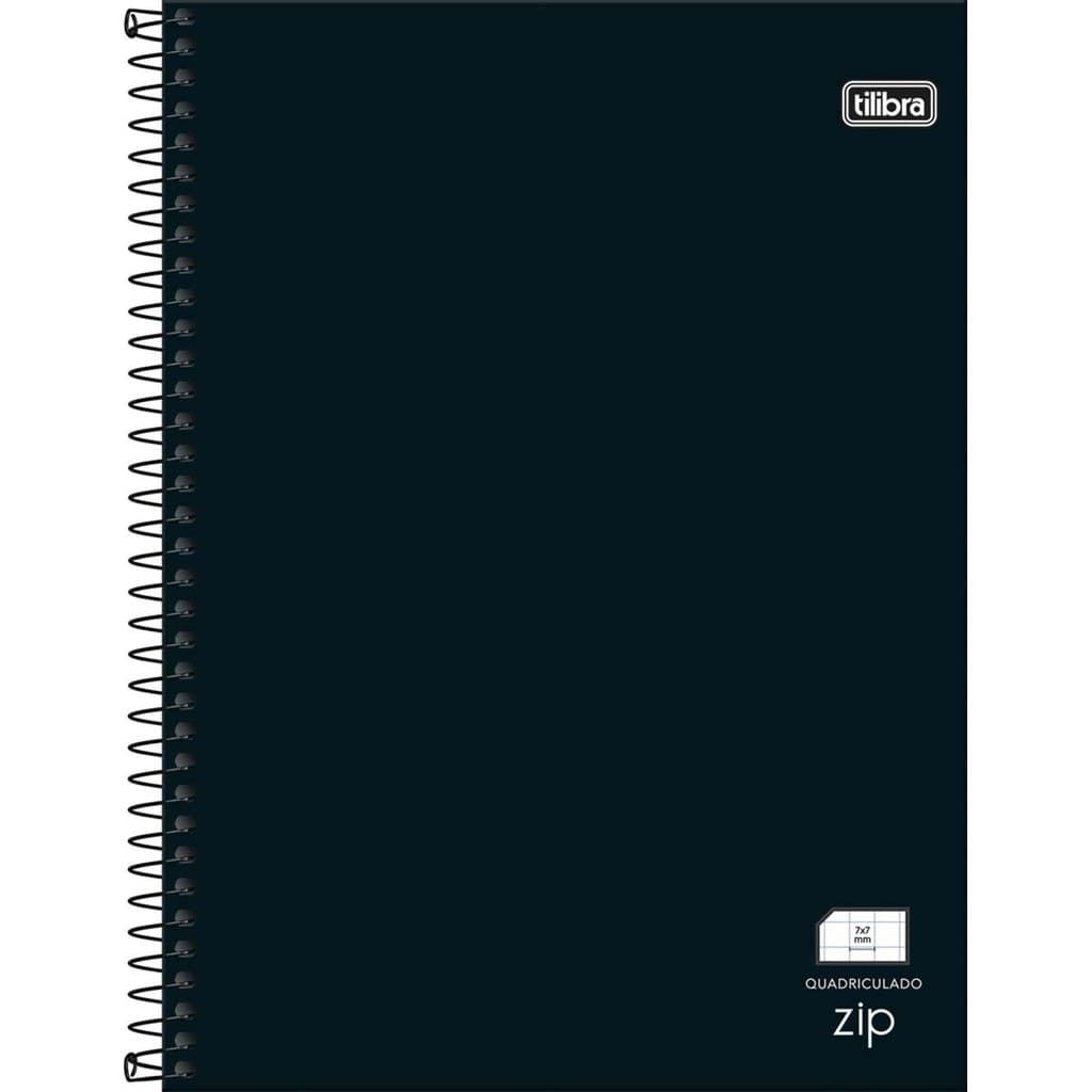 CADERNO QUADRICULADO GRANDE 7X7 CAPA DURA ESPIRAL 48F ZIP PRETO TILIBRA