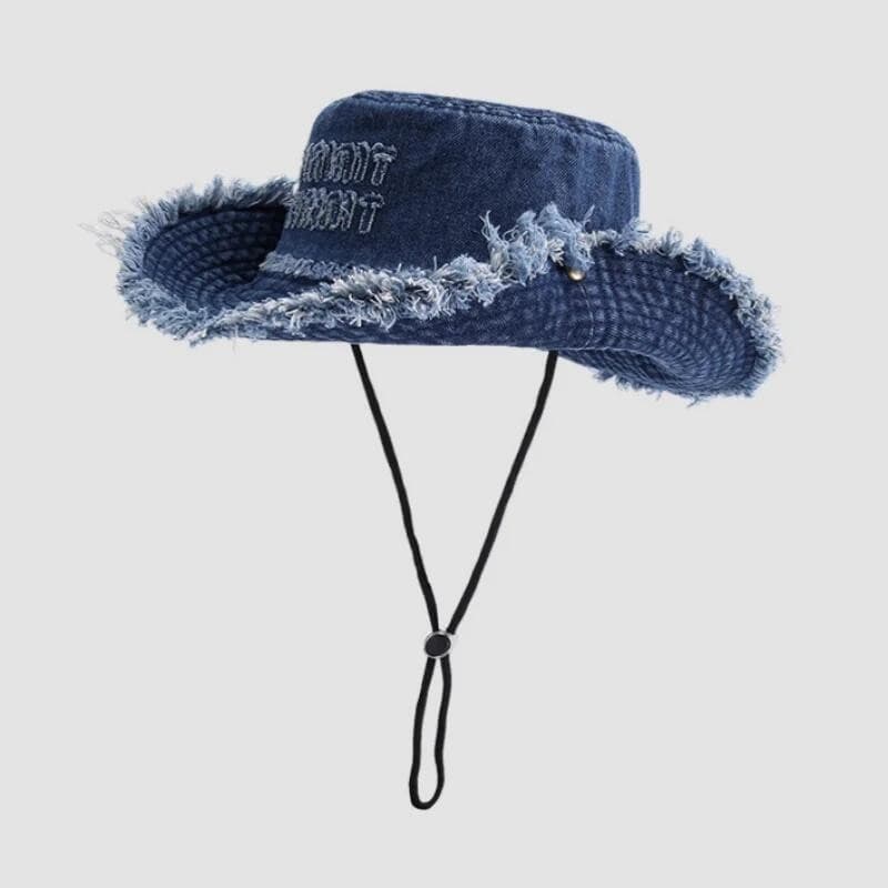 Verão Novos Chapéus De Balde Jeans Carta Borla Cowboy Feminino Chapéu De Sol De Aba Desgastada Primavera Caminhadas Prot