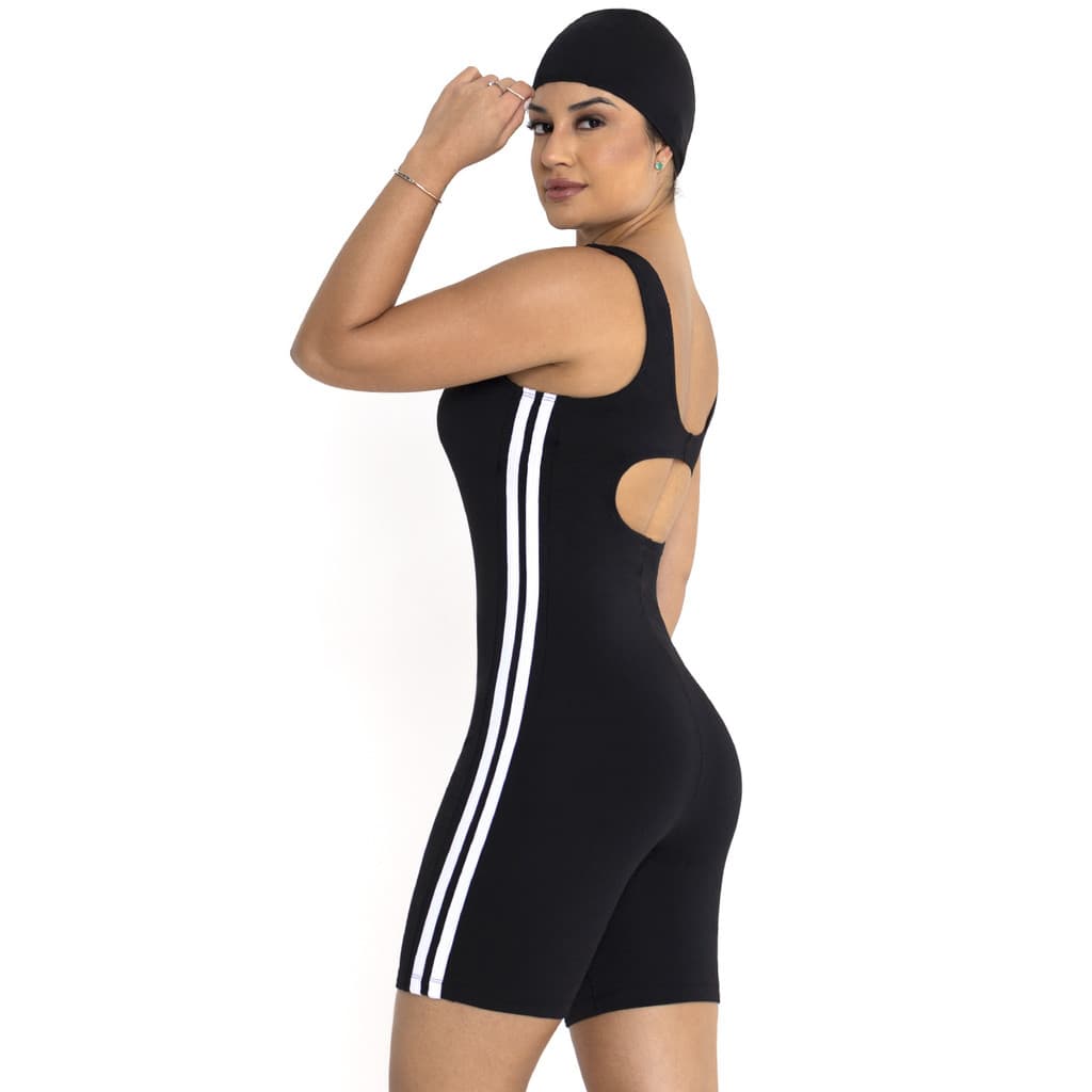 Maiô macaquinho feminino hidro sem bojo costas nadador fitness + touca brinde moda esporte aquático