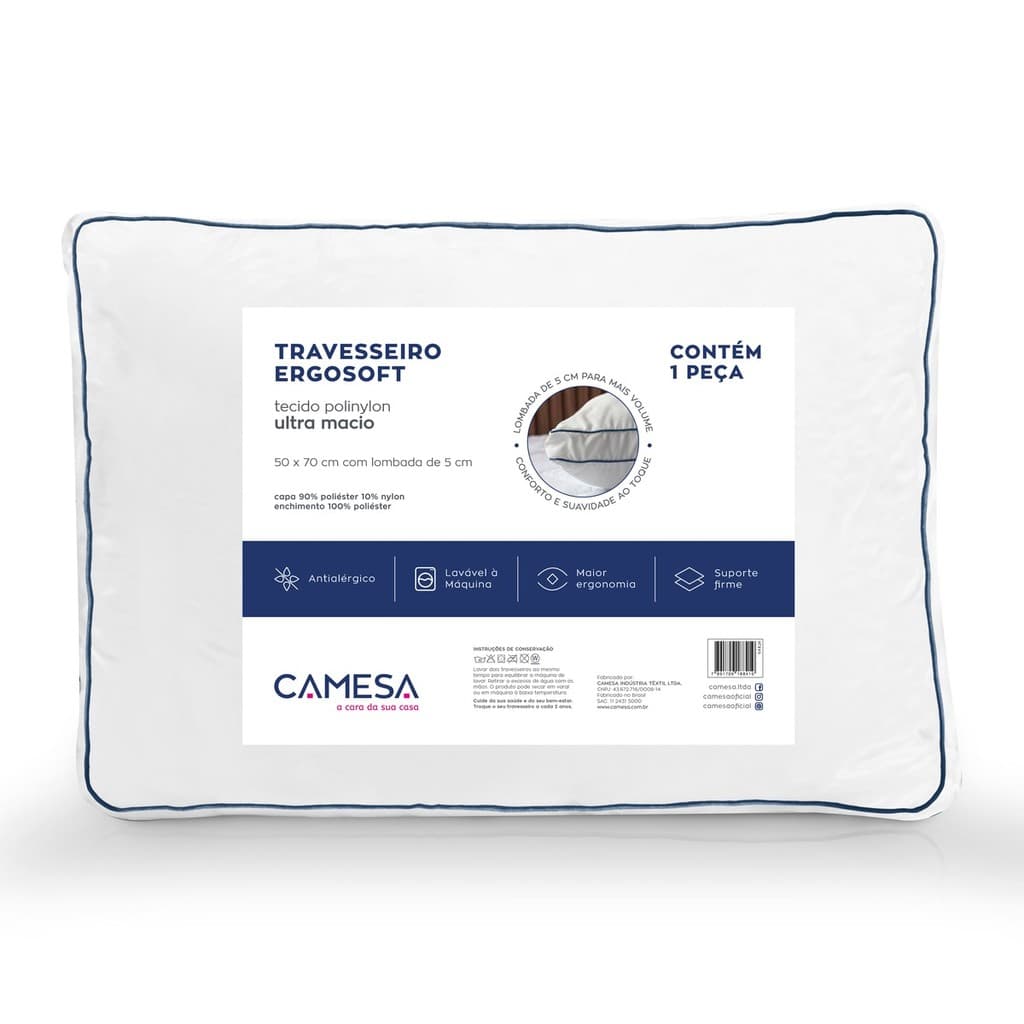 Kit 2 Travesseiros Camesa Ergosoft Hotel Ultra Macio