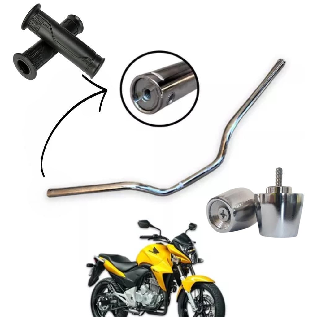 Guidão C/ Pesinho Manoplas Honda Cb Twister 2009 a 2015 / Cb 300 2004 a 2008 Rosca Moto Tubular