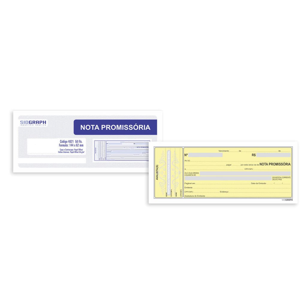 20 Blocos Mini Nota Promissória Pequena C/ 50fls Sidgraph